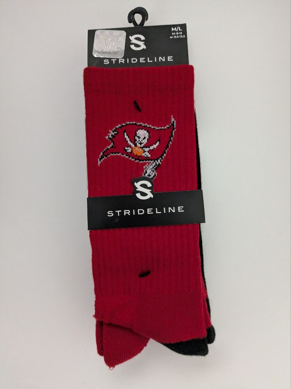 New Men's M/L 8-12 NFL Strideline Tampa Bay Bucs Crew Socks Two Pairs Red/Black